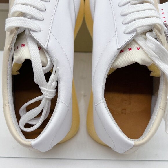 MARNI Split Color Crepe Gat Two-Toned Leather Sneakers Ivory/ White Womens EU 39 - Picture 16 of 16